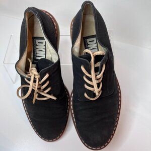 DKNY Men Black Leather Shoes Derby Black Shoes Size 6